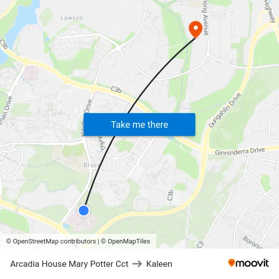 Arcadia House Mary Potter Cct to Kaleen map