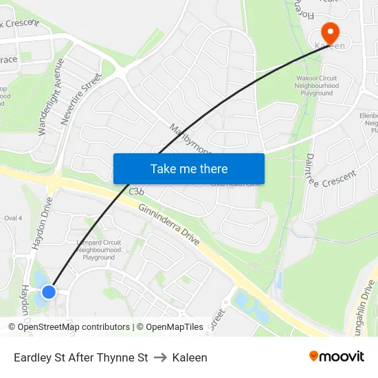 Eardley St After Thynne St to Kaleen map