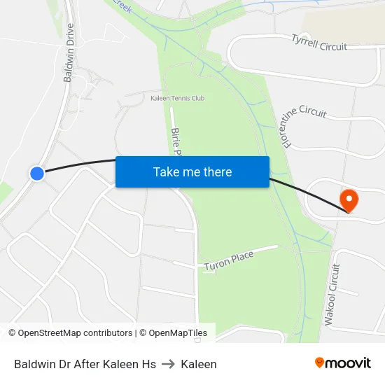 Baldwin Dr After Kaleen Hs to Kaleen map