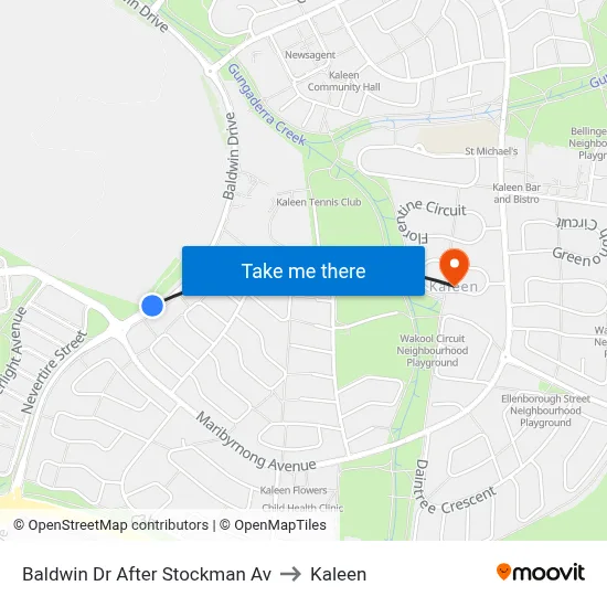 Baldwin Dr After Stockman Av to Kaleen map