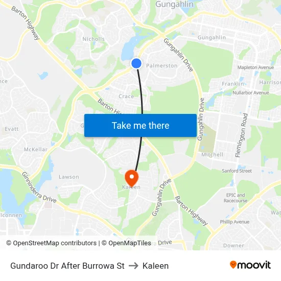 Gundaroo Dr After Burrowa St to Kaleen map