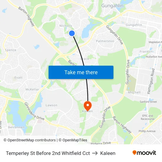 Temperley St Before 2nd Whitfield Cct to Kaleen map