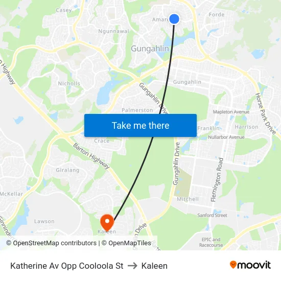 Katherine Av Opp Cooloola St to Kaleen map