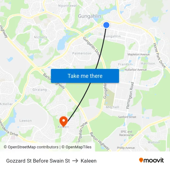 Gozzard St Before Swain St to Kaleen map