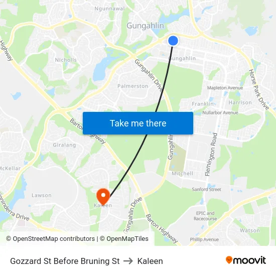 Gozzard St Before Bruning St to Kaleen map