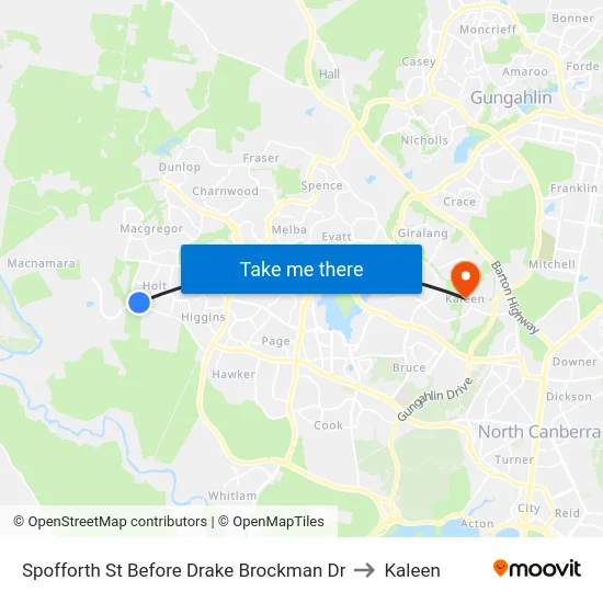 Spofforth St Before Drake Brockman Dr to Kaleen map