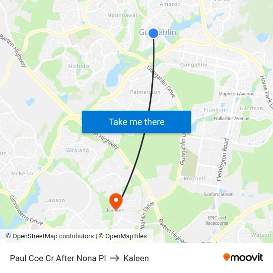 Paul Coe Cr After Nona Pl to Kaleen map