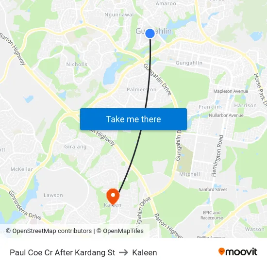 Paul Coe Cr After Kardang St to Kaleen map