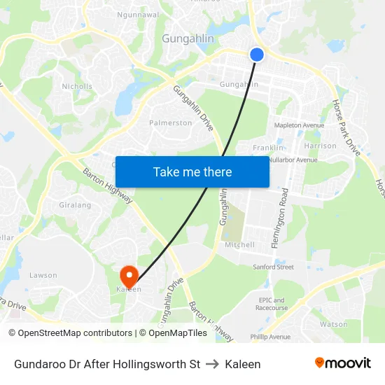 Gundaroo Dr After Hollingsworth St to Kaleen map