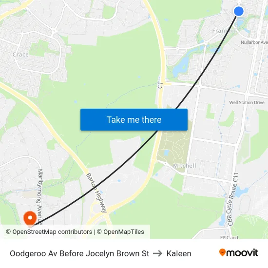 Oodgeroo Av Before Jocelyn Brown St to Kaleen map