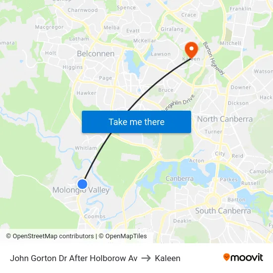 John Gorton Dr After Holborow Av to Kaleen map