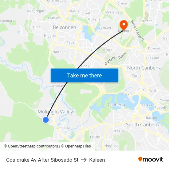 Coaldrake Av After Sibosado St to Kaleen map