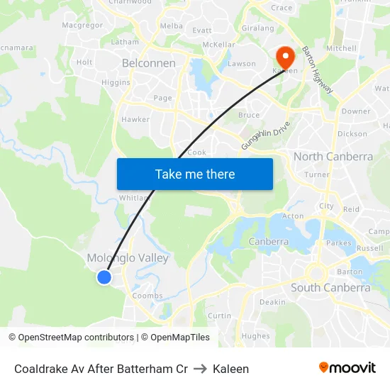 Coaldrake Av After Batterham Cr to Kaleen map