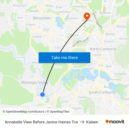 Annabelle View Before Janine Haines Tce to Kaleen map