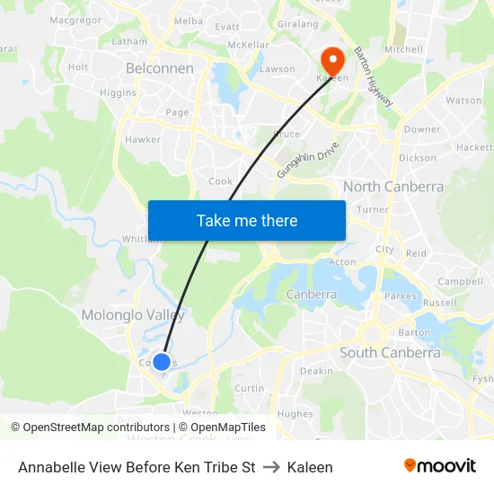 Annabelle View Before Ken Tribe St to Kaleen map