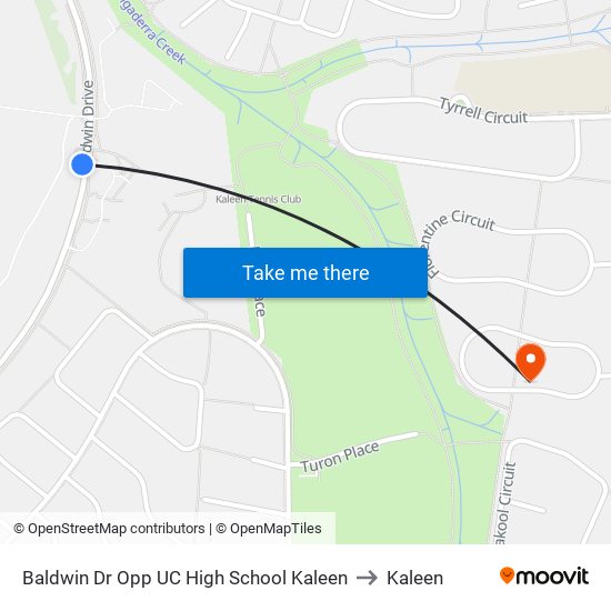 Baldwin Dr Opp UC High School Kaleen to Kaleen map