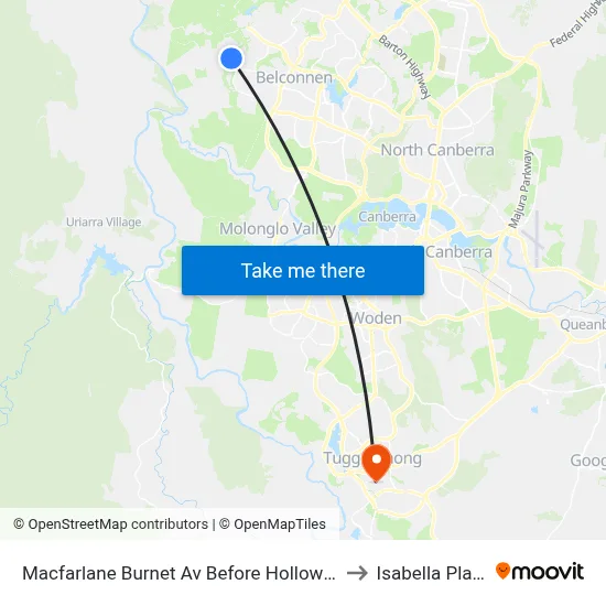 Macfarlane Burnet Av Before Hollows Cct to Isabella Plains map
