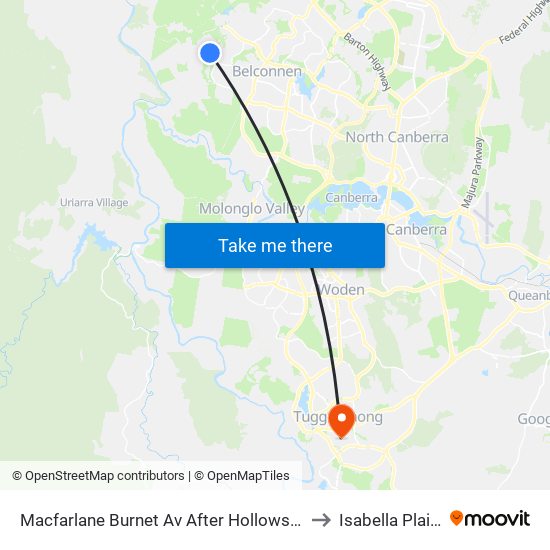 Macfarlane Burnet Av After Hollows Cct to Isabella Plains map