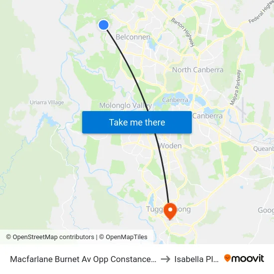 Macfarlane Burnet Av Opp Constance Stone St to Isabella Plains map
