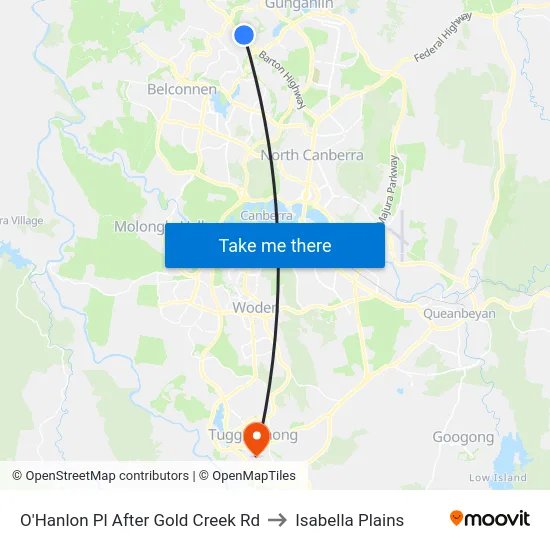 O'Hanlon Pl After Gold Creek Rd to Isabella Plains map