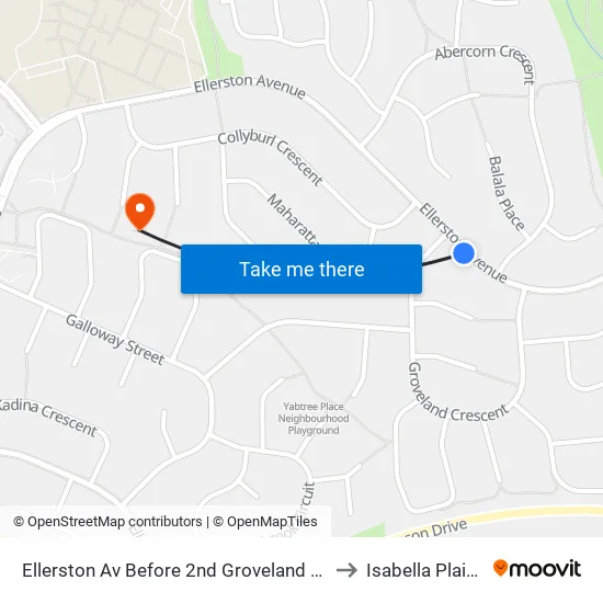 Ellerston Av Before 2nd Groveland Cr to Isabella Plains map