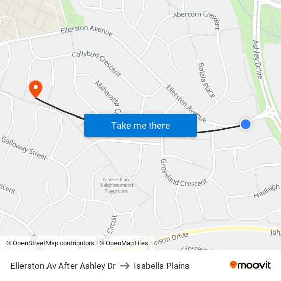 Ellerston Av After Ashley Dr to Isabella Plains map