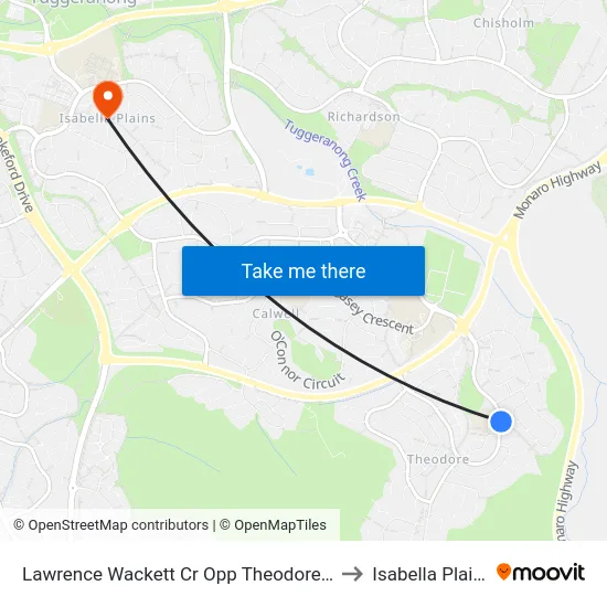 Lawrence Wackett Cr Opp Theodore Ps to Isabella Plains map