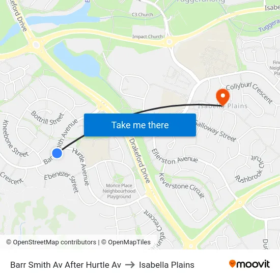 Barr Smith Av After Hurtle Av to Isabella Plains map