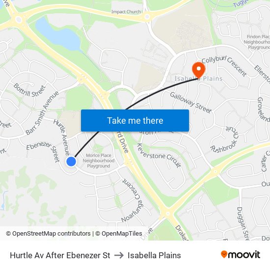 Hurtle Av After Ebenezer St to Isabella Plains map