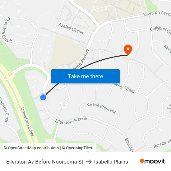 Ellerston Av Before Noorooma St to Isabella Plains map