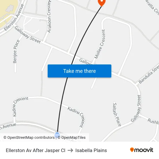 Ellerston Av After Jasper Cl to Isabella Plains map