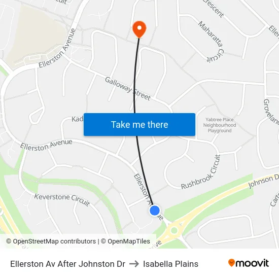 Ellerston Av After Johnston Dr to Isabella Plains map