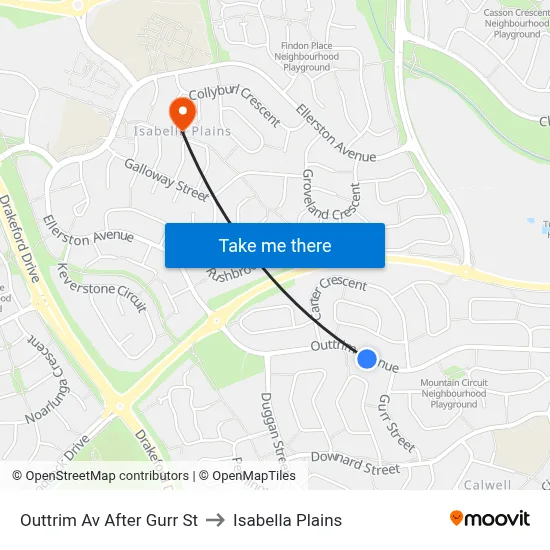 Outtrim Av After Gurr St to Isabella Plains map