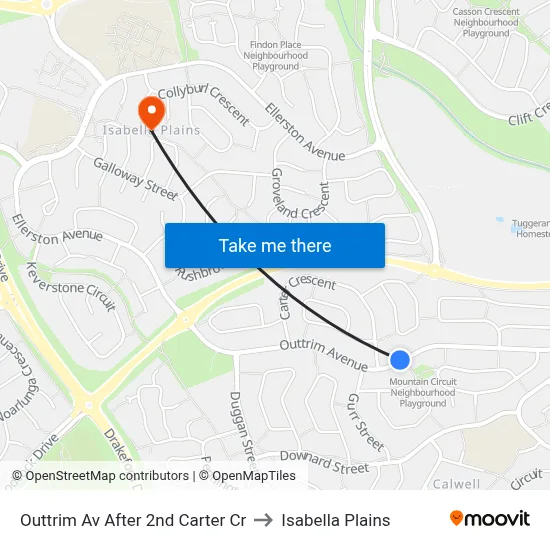 Outtrim Av After 2nd Carter Cr to Isabella Plains map