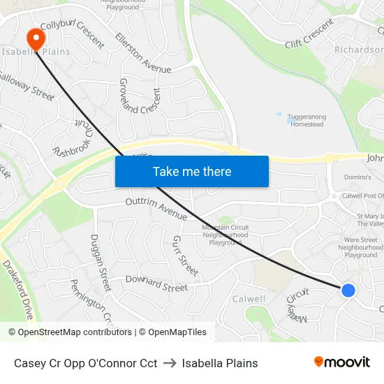 Casey Cr Opp O'Connor Cct to Isabella Plains map