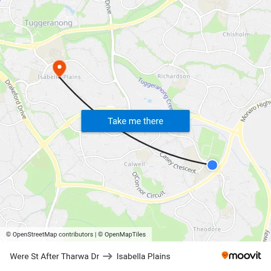 Were St After Tharwa Dr to Isabella Plains map