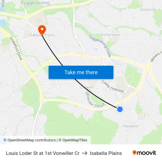 Louis Loder St at 1st Vonwiller Cr to Isabella Plains map