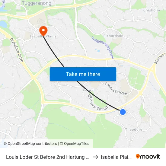Louis Loder St Before 2nd Hartung Cr to Isabella Plains map