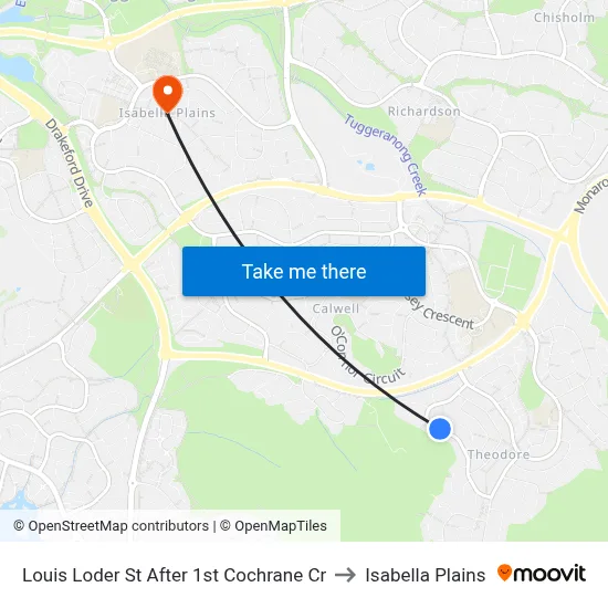 Louis Loder St After 1st Cochrane Cr to Isabella Plains map