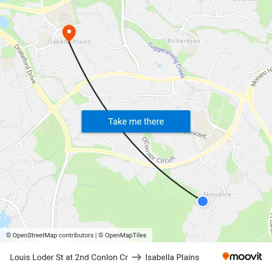 Louis Loder St at 2nd Conlon Cr to Isabella Plains map