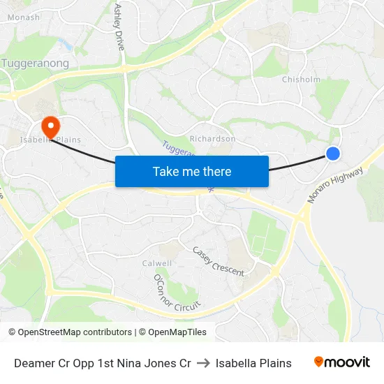 Deamer Cr Opp 1st Nina Jones Cr to Isabella Plains map