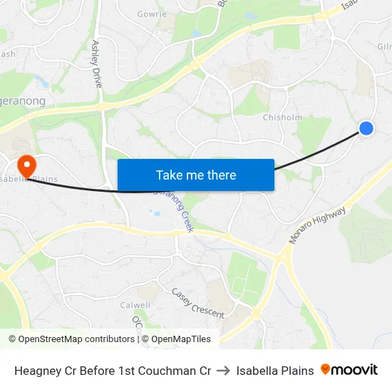 Heagney Cr Before 1st Couchman Cr to Isabella Plains map