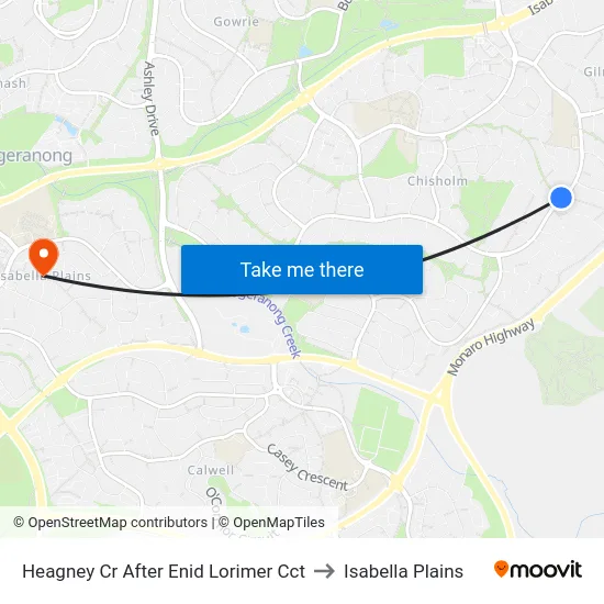 Heagney Cr After Enid Lorimer Cct to Isabella Plains map