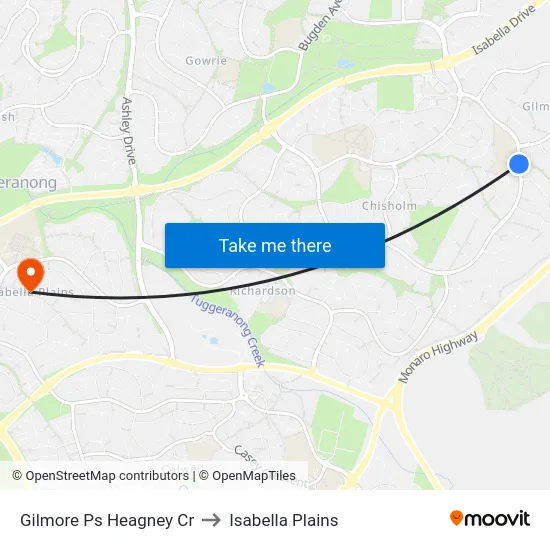 Gilmore Ps Heagney Cr to Isabella Plains map