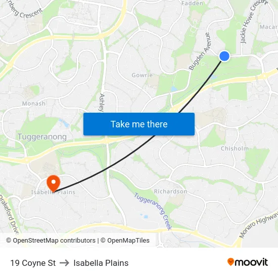 19 Coyne St to Isabella Plains map