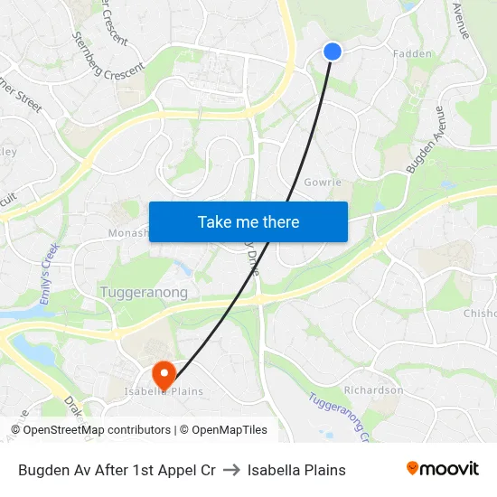 Bugden Av After 1st Appel Cr to Isabella Plains map
