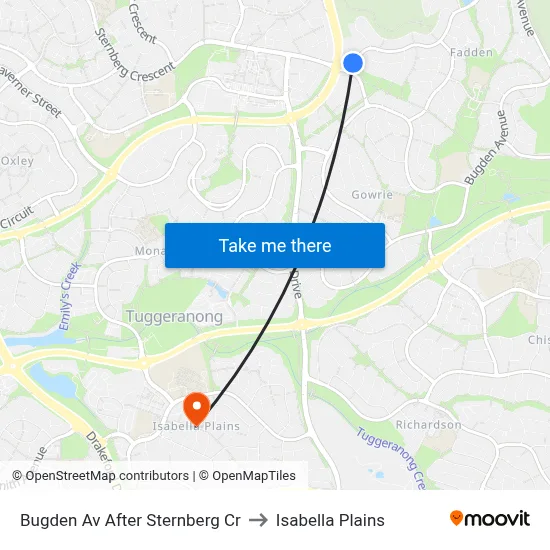 Bugden Av After Sternberg Cr to Isabella Plains map