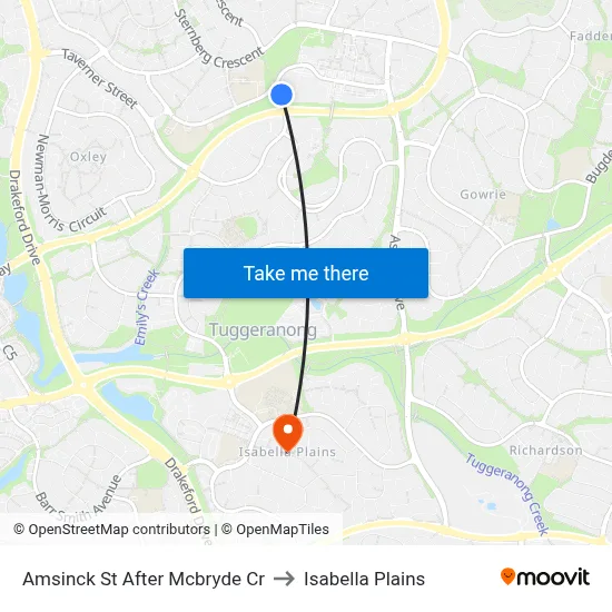 Amsinck St After Mcbryde Cr to Isabella Plains map