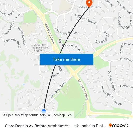 Clare Dennis Av Before Armbruster St to Isabella Plains map