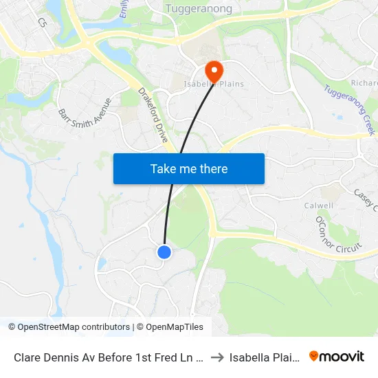Clare Dennis Av Before 1st Fred Ln Cr to Isabella Plains map